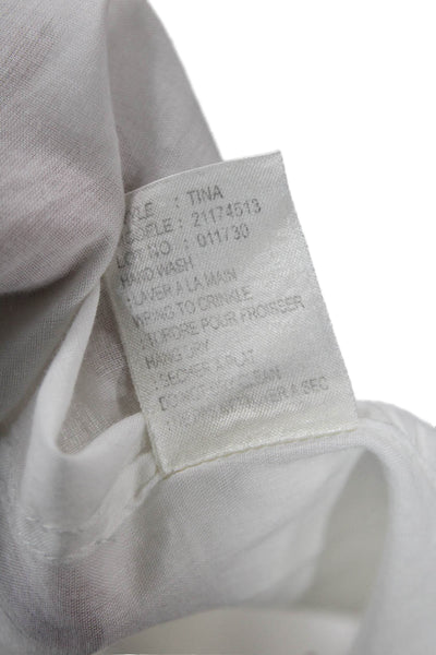 Theory Womens Button Front Long Sleeve Collared Shirt White Cotton Petite
