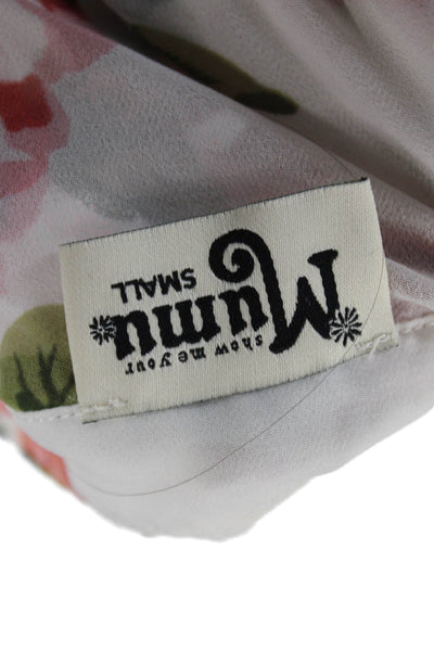 Show Me Your Mumu Womens Short Sleeve Floral Printed Sheer Top White Size S