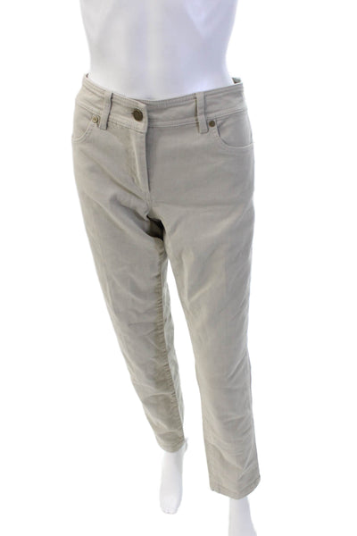 'S Max Mara Womens High Rise Zip Up Skinny Leg Jeans Taupe Beige Cotton Size 31