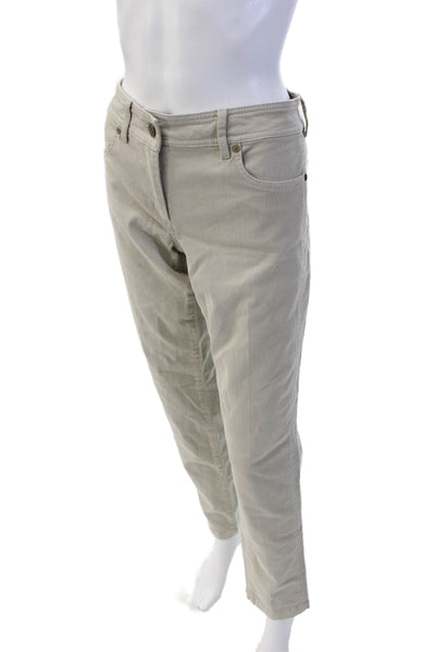'S Max Mara Womens High Rise Zip Up Skinny Leg Jeans Taupe Beige Cotton Size 31