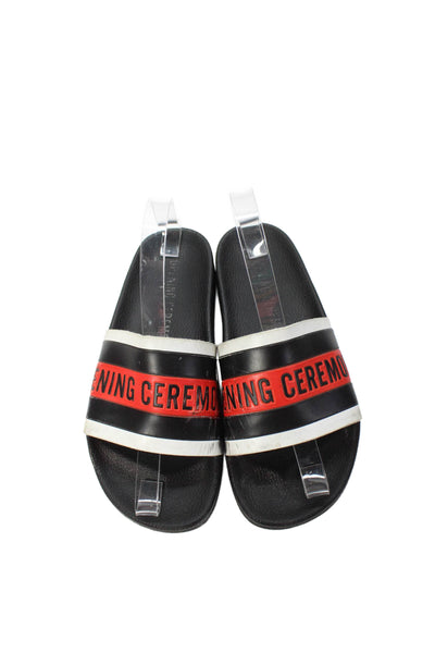 Opening Ceremony Womens Slide On Pool Sandals Black Red Size 38 8
