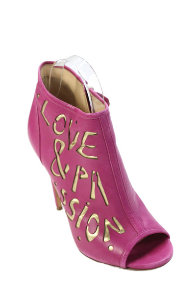 Rousseau Womens Textured Open Toe Lined Slip On High Heels Pink Size EUR 38