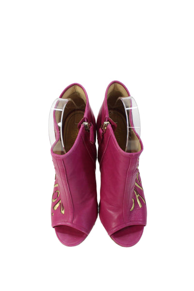 Rousseau Womens Textured Open Toe Lined Slip On High Heels Pink Size EUR 38