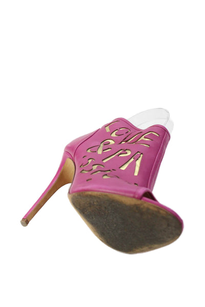 Rousseau Womens Textured Open Toe Lined Slip On High Heels Pink Size EUR 38