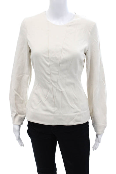 M.M. Lafleur Womens Paneled Detail Long Sleeve Zippered Blouse Beige Size S