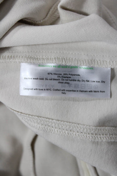 M.M. Lafleur Womens Paneled Detail Long Sleeve Zippered Blouse Beige Size S