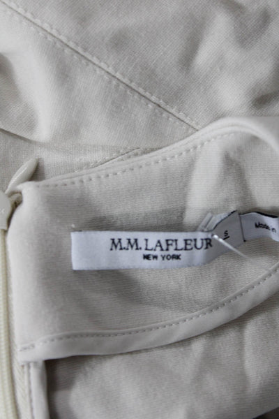 M.M. Lafleur Womens Paneled Detail Long Sleeve Zippered Blouse Beige Size S