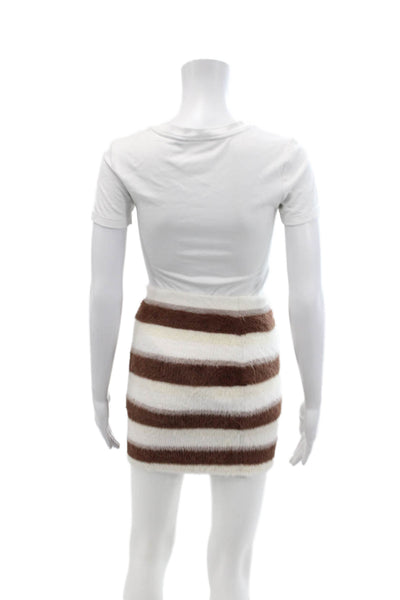 Free People Womens Striped Stretch Buttoned Mini Skirt Beige Size XS