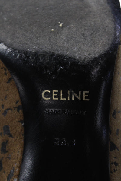 Celine Womens Snakeskin Print Suede Pointed Toe Ankle Boots Brown Size 6.5