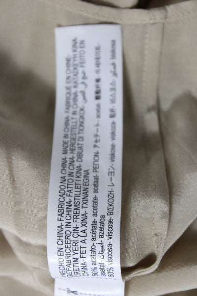 Massimo Dutti Womens Satin Short Sleeve Buttoned Collared Blouse Beige Size 2