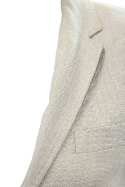 Joseph Womens Linen Notched Collar Two Buttoned Blazer Jacket Beige Size 36