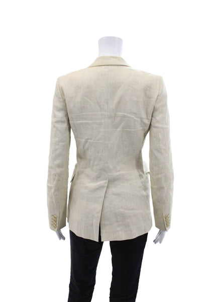 Joseph Womens Linen Notched Collar Two Buttoned Blazer Jacket Beige Size 36