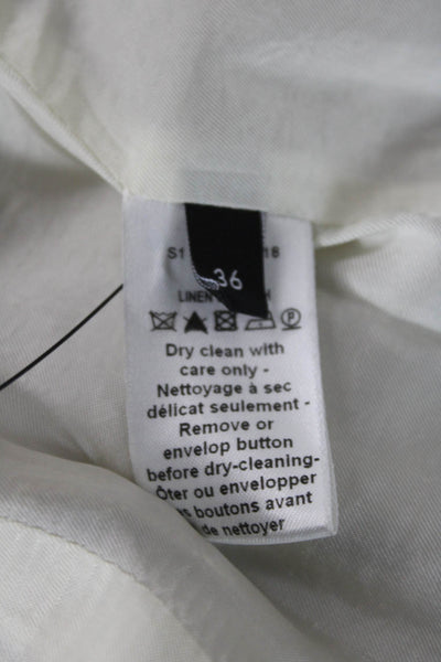 Joseph Womens Linen Notched Collar Two Buttoned Blazer Jacket Beige Size 36