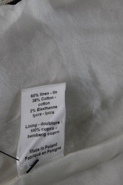 Joseph Womens Linen Notched Collar Two Buttoned Blazer Jacket Beige Size 36