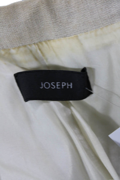 Joseph Womens Linen Notched Collar Two Buttoned Blazer Jacket Beige Size 36