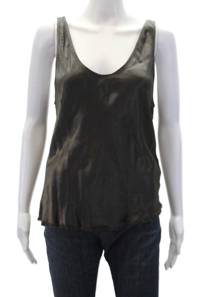 Pharaoh Womens Textured Sleeveless V-neck Sleek Tank Blouse Brown Size M