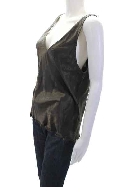 Pharaoh Womens Textured Sleeveless V-neck Sleek Tank Blouse Brown Size M