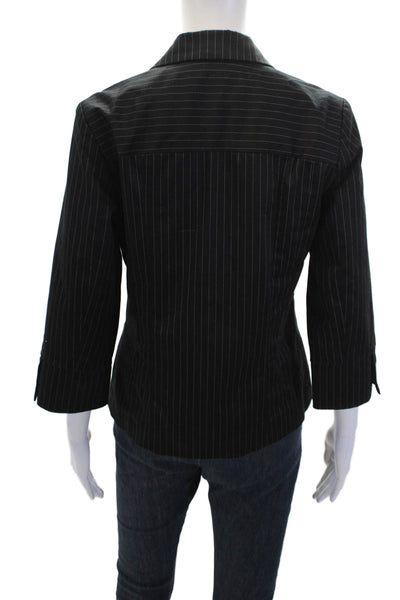 Shin Choi Womens Long Sleeve Striped Button Collar Blazer Black Size 08