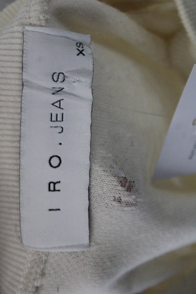 IRO Jeans Womens Textured Long Sleeve Round Neck Distressed Top White Size XS