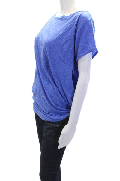 Vitamin A Womens Cotton Short Sleeve Round Neck Open Back Top Blue Size S