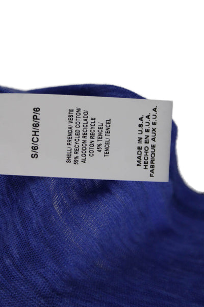 Vitamin A Womens Cotton Short Sleeve Round Neck Open Back Top Blue Size S