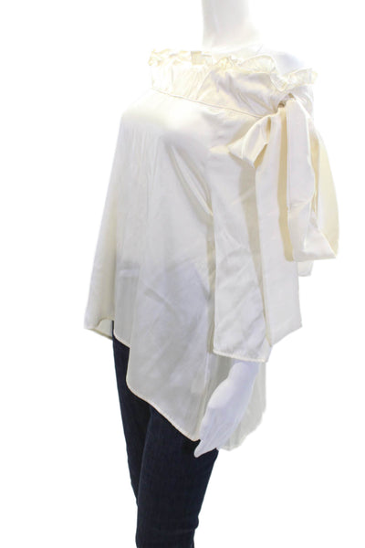 Never A Wallflower Womens Scoop Neck Long Sleeve Blouse White Size S