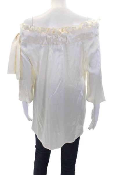 Never A Wallflower Womens Scoop Neck Long Sleeve Blouse White Size S