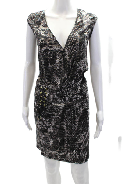 Desigual Womens Sleeveless Animal Printed Mini Dress Black White Size M