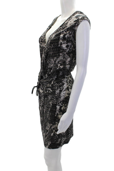 Desigual Womens Sleeveless Animal Printed Mini Dress Black White Size M