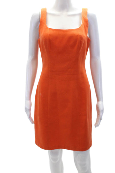 Brannan Studio Womens Sleeveless Scoop Neck Pleated Dress Orange Size 08