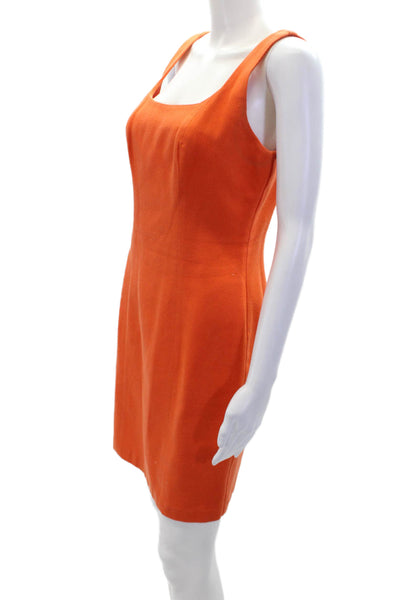 Brannan Studio Womens Sleeveless Scoop Neck Pleated Dress Orange Size 08