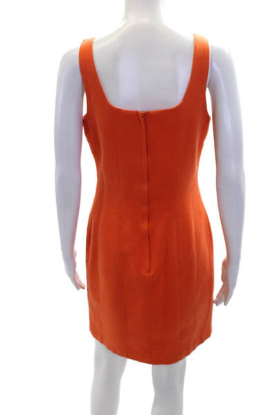 Brannan Studio Womens Sleeveless Scoop Neck Pleated Dress Orange Size 08