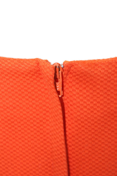 Brannan Studio Womens Sleeveless Scoop Neck Pleated Dress Orange Size 08