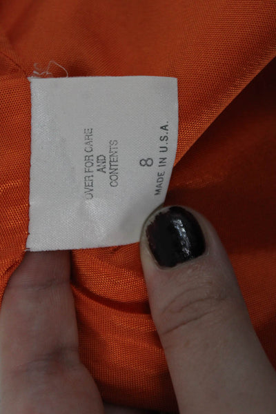 Brannan Studio Womens Sleeveless Scoop Neck Pleated Dress Orange Size 08