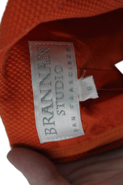 Brannan Studio Womens Sleeveless Scoop Neck Pleated Dress Orange Size 08