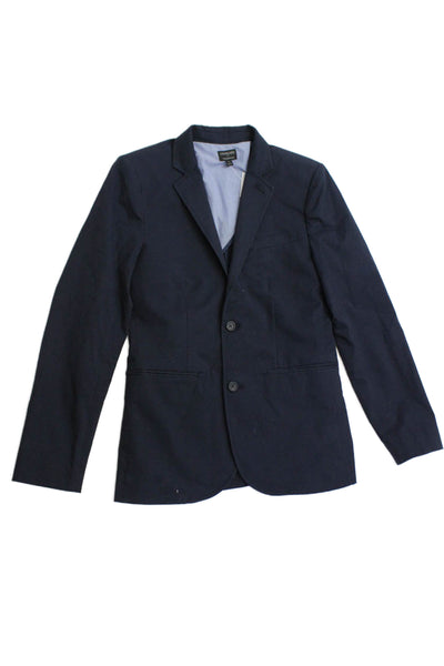 Crewcuts Boys Cotton Collared Pocketed Two Button Blazer Dark Blue Size 14
