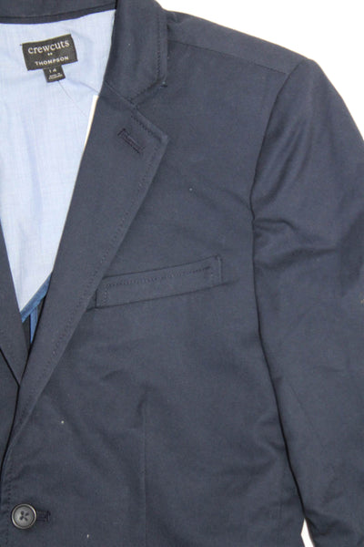 Crewcuts Boys Cotton Collared Pocketed Two Button Blazer Dark Blue Size 14