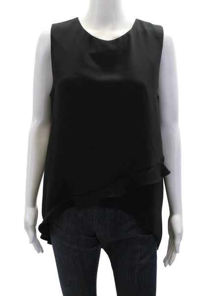 Amanda Uprichard Womens Sleeveless Ruffled High Low Top Black Size Medium