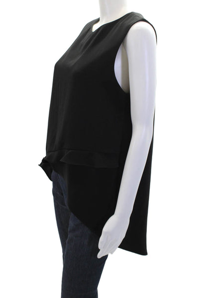 Amanda Uprichard Womens Sleeveless Ruffled High Low Top Black Size Medium