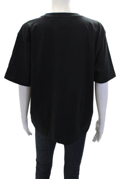 French Connection Womens Short Sleeve Crew Neck Ruched Tie Shirt Navy Size Large