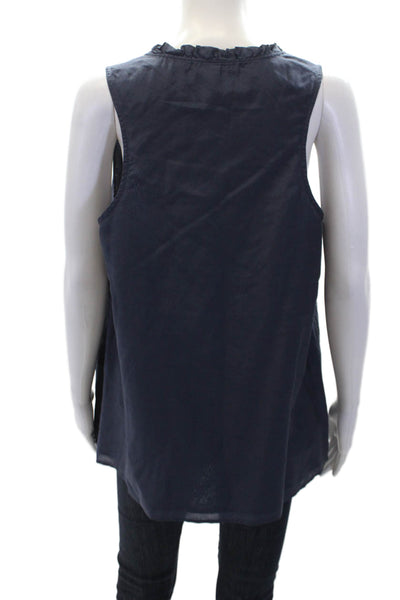 Sanctuary Womens Sleeveless Scoop Neck Embroidered Boxy Top Blue Size Medium