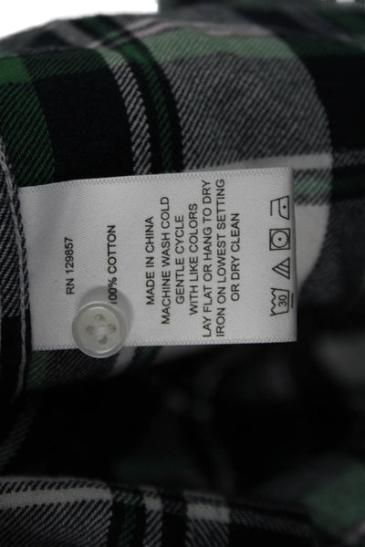 The Shirt Womens Button Front Collared Plaid Shirt White Navy Green Size Large