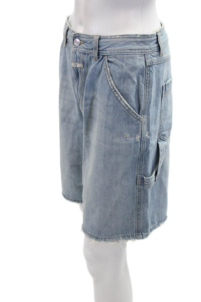 Closed Womens Zipper Fly High Rise Medium Wash Fringe Denim Shorts Blue Size 26