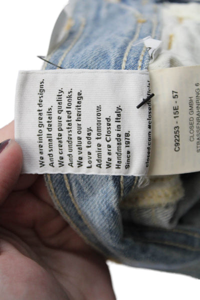 Closed Womens Zipper Fly High Rise Medium Wash Fringe Denim Shorts Blue Size 26