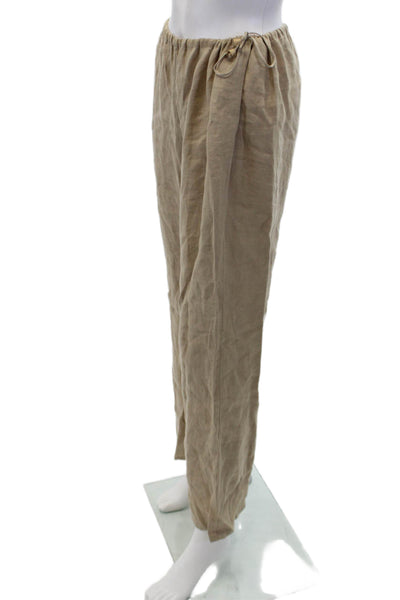 Armani Jeans Elastic Waistband High Rise Straight Linen Pants Brown Size 10