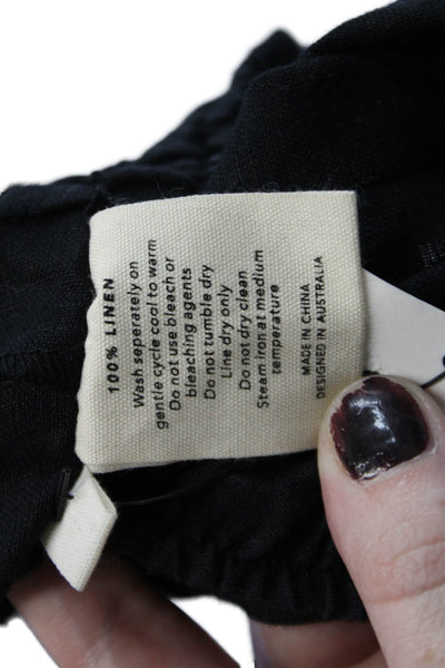 Armani Jeans Elastic Waistband High Rise Straight Linen Pants Brown Size 10