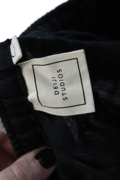 Armani Jeans Elastic Waistband High Rise Straight Linen Pants Brown Size 10