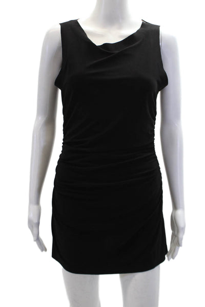 Norma Kamali Womens Sleeveless Scoop Neck Ruched Mini Dress Black Size Medium