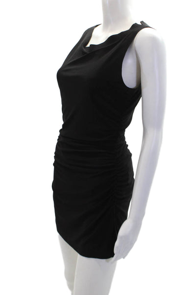 Norma Kamali Womens Sleeveless Scoop Neck Ruched Mini Dress Black Size Medium