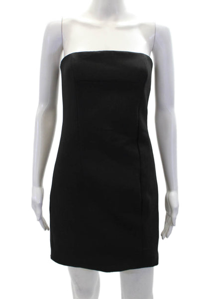 Sandy Liang Womens Back Zip Strapless Mini Walsh Sheath Dress Black Size 4